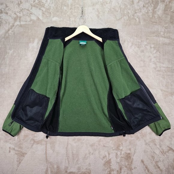 L.L. Bean Full Zip Fleece Sweater Jacket Green Black 2 Tone Pockets Men's Size L - Picture 9 of 10